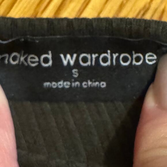 Naked Wardrobe Ribbed Zip Front Bodysuit Military Green Size S - Picture 4 of 5